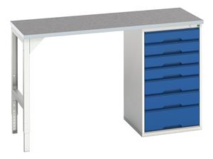 Verso 1500x600x930 Pedastal Bench Cabinet Lino Verso Pedastal Benches with Drawer / Cupboard Unit 12/16921911.11 Verso 1500x600x930 Ped Ben Cab Lino.jpg